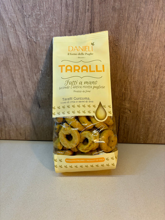 TARALLI SALATI CURCUMA,semi di chia e lino 240GR